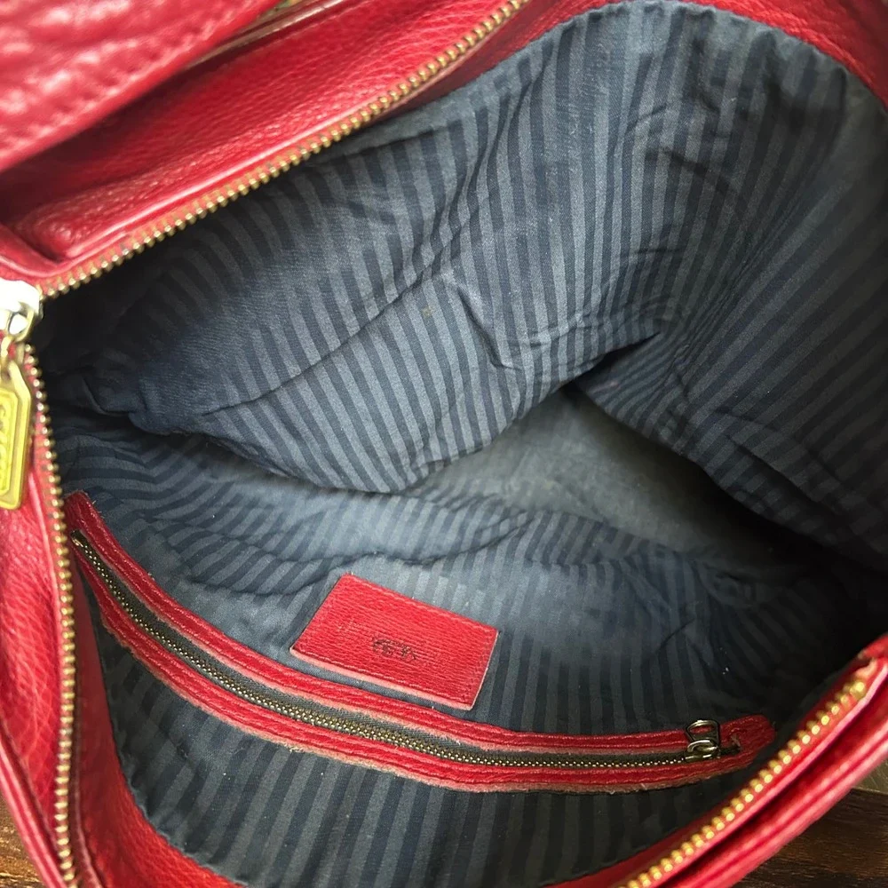 COACH Vintage RED Pebbled Leather Sonoma Shoulder Crossbody Bag G6M-4920 Large